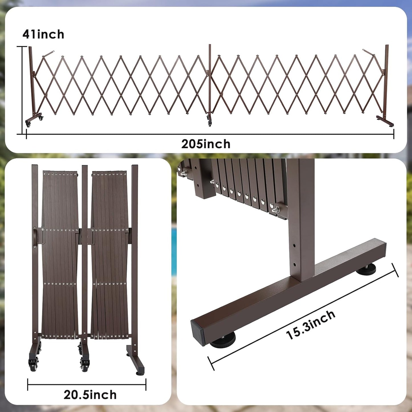 dearlomum Retractable Driveway Fence Gate Expandable 205 inches Fence,Dog Gate Outdoor,Portable Accordion Fence Gate,Mobile Barricade Portable Barricade Gate Used Inroor and Outdoor