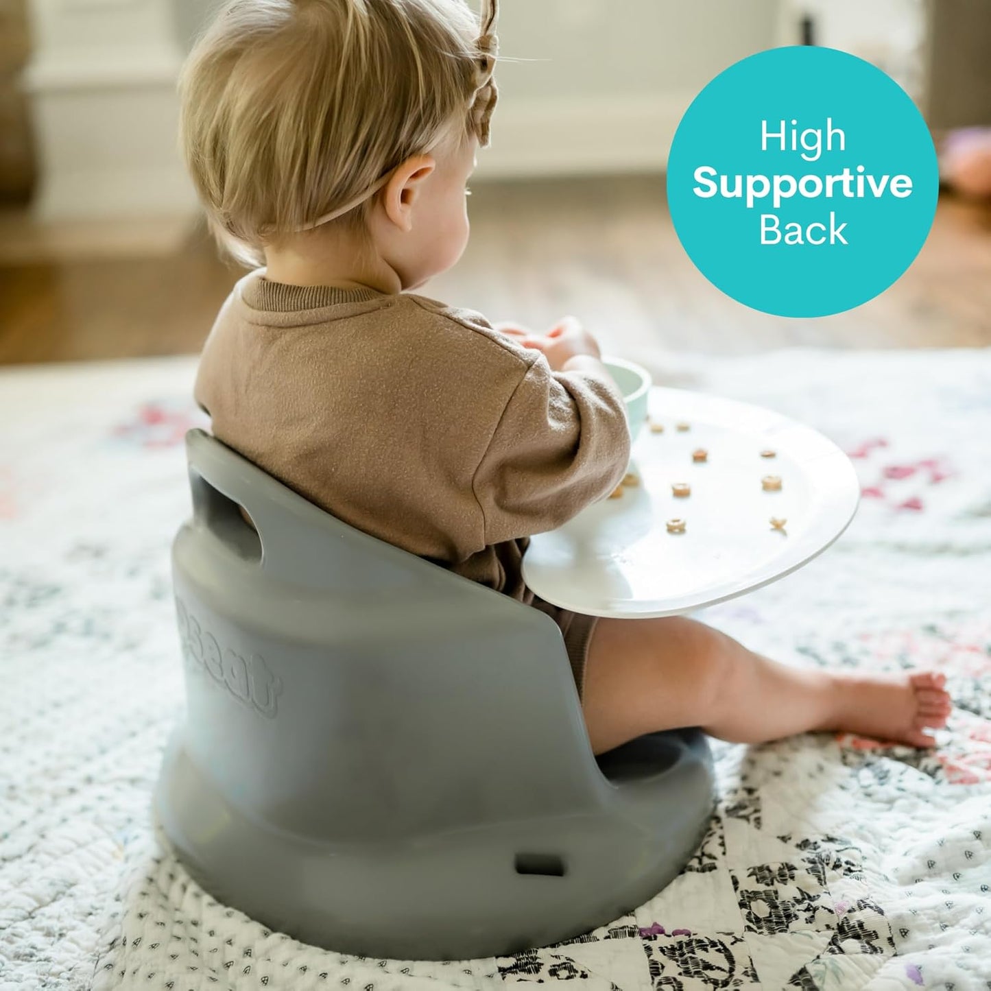 Upseat Baby Floor Seat Booster Chair for Sitting Up with Removable Tray for Meals and Playtime, Developed with Physical Therapists for Safe and Healthy Hip Development and Posture