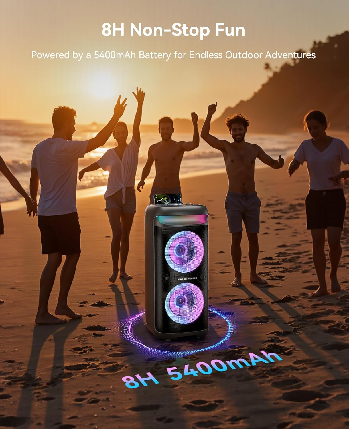 Karaoke Machine with 1 Wireless Microphone for Adults, Portable Bluetooth Party Speaker, 400W Peak Power PA System with LED Disco Light, 6.5'' Speaker Big Sound, 5400mAh Battery Indoor