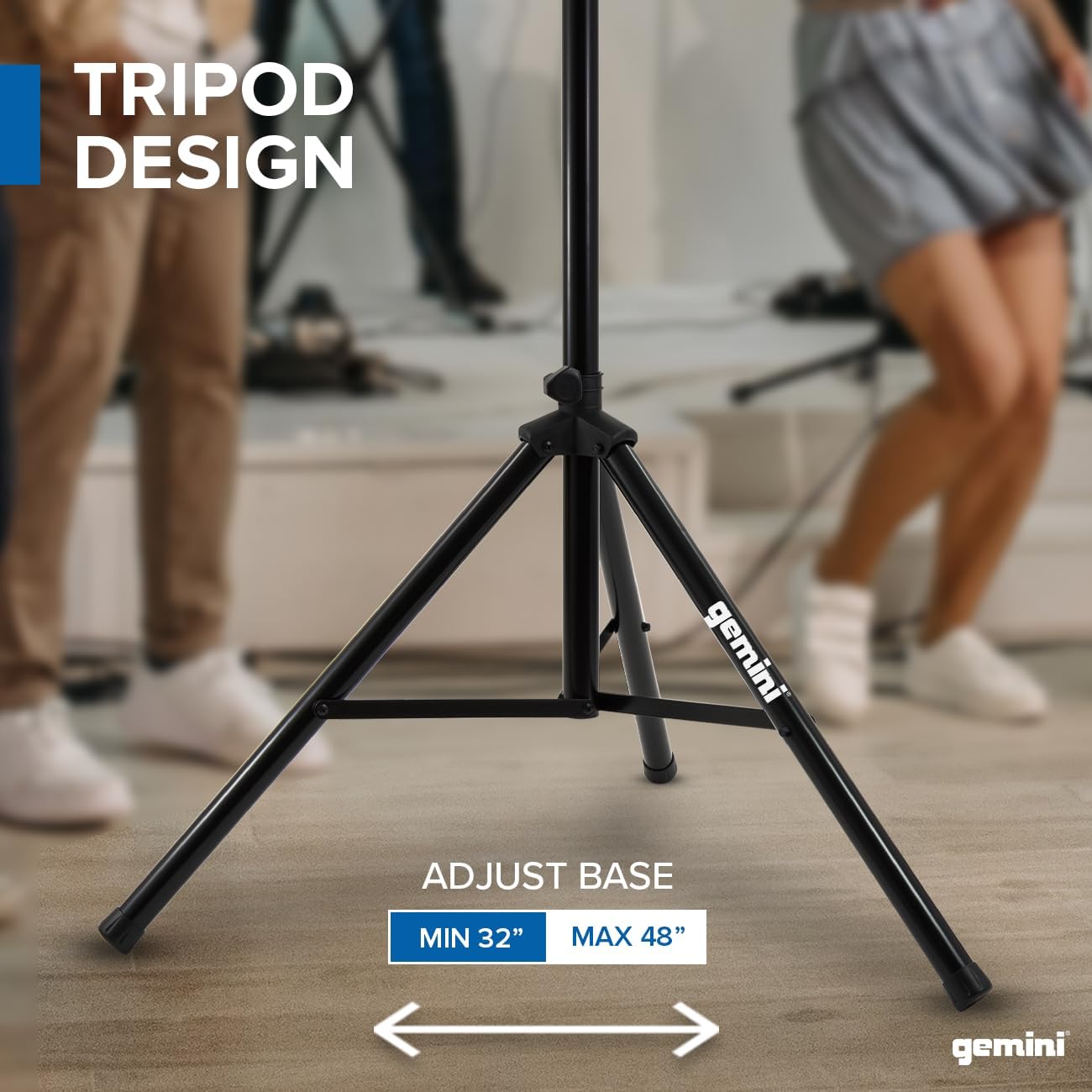 Gemini Sound ST-04 Heavy Duty Professional Audio Universal DJ Foldable Collapsible Telescoping Tripod PA Speaker Stands, Adjustable Height up to 80" I