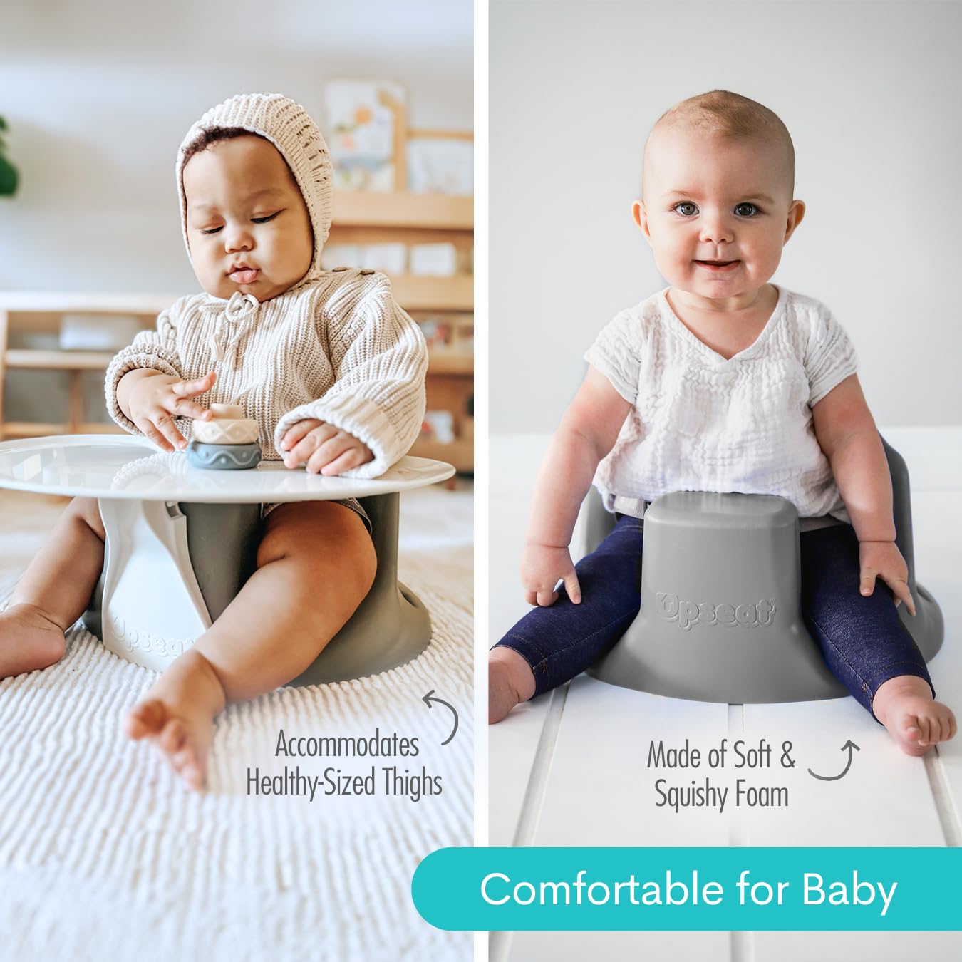 Upseat Baby Floor Seat Booster Chair for Sitting Up with Removable Tray for Meals and Playtime, Developed with Physical Therapists for Safe and Healthy Hip Development and Posture