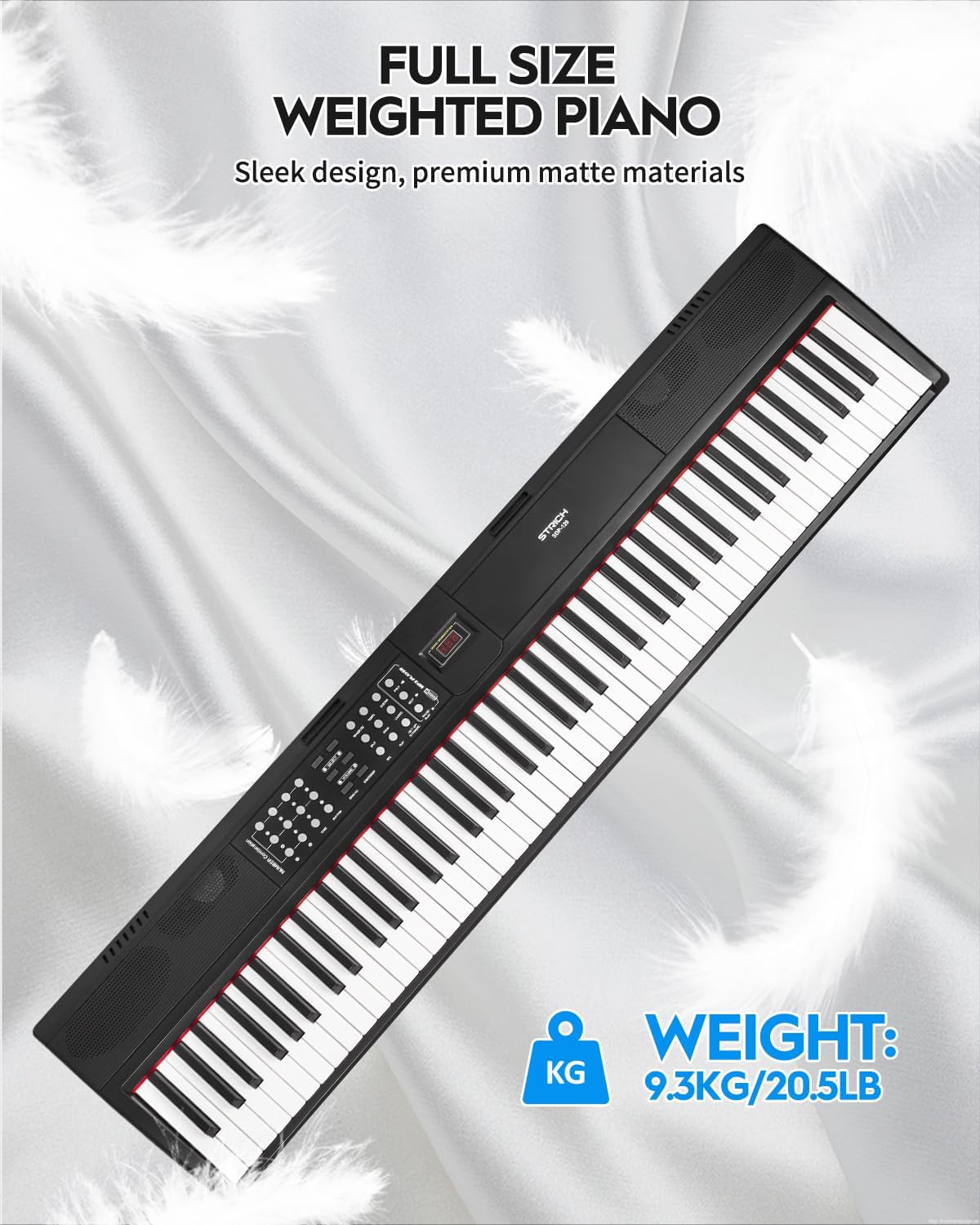 STRICH 88 Keys Weighted Keyboard with Sustain Pedal, Hammer-Action Digital Piano, 2x15W Built-In Speakers, Full-size Electric Piano Keyboard Supports USB-MIDI/Wireless Connect, SDP-120