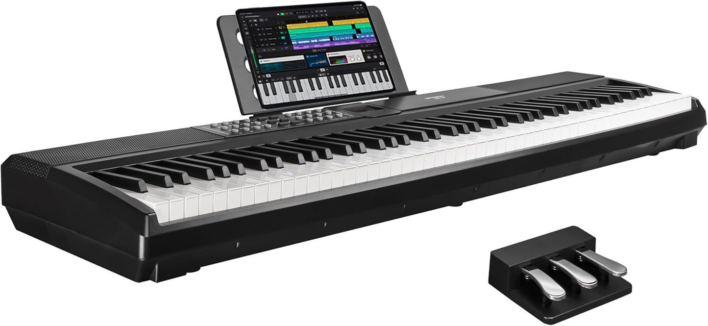 STRICH 88 Keys Weighted Keyboard with Sustain Pedal, Hammer-Action Digital Piano, 2x15W Built-In Speakers, Full-size Electric Piano Keyboard Supports USB-MIDI/Wireless Connect, SDP-120