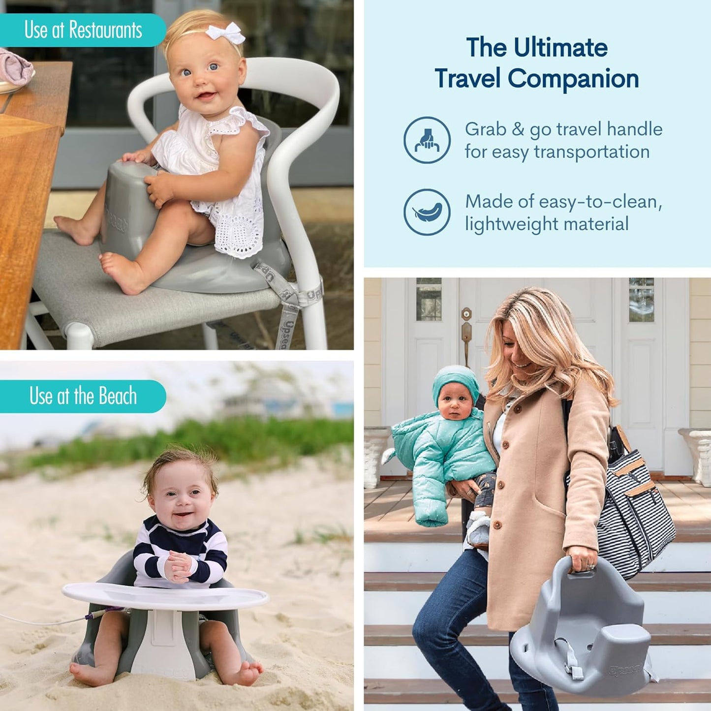 Upseat Baby Floor Seat Booster Chair for Sitting Up with Removable Tray for Meals and Playtime, Developed with Physical Therapists for Safe and Healthy Hip Development and Posture