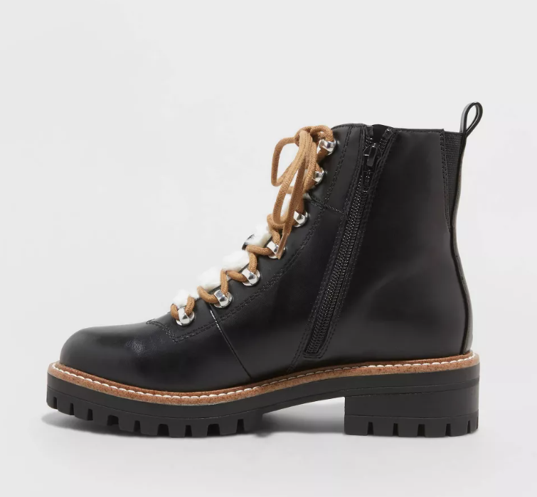 SIZE 8 Women's Leighton Combat Boots Black - A New Day