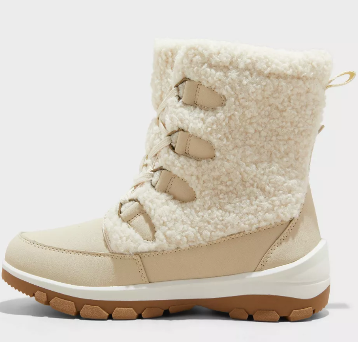 7M SIZE Universal Thread Womens Corie Shearling Hiker Winter Boots Cream Off White