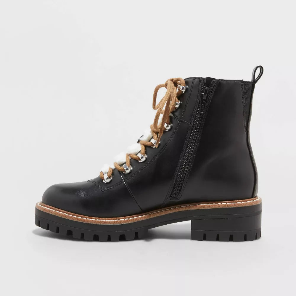 SIZE 8 Women's Leighton Combat Boots Black - A New Day